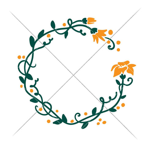 Pumpkin Flower Wreath for Monogram multi color - Thanksgiving Fall SVG Chameleon Cuttables 
