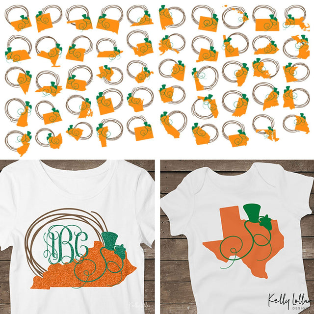 Pumpkin Frame State Bundle SVG Kelly Lollar Designs 