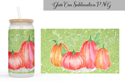 Pumpkin Glass Can Sublimation Sublimation WatercolorColorDream 