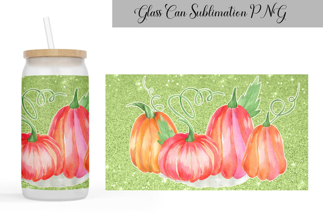 Pumpkin Glass Can Sublimation Sublimation WatercolorColorDream 