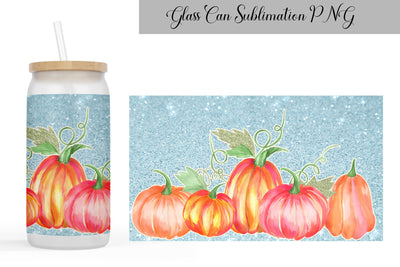 Pumpkin Glass Can Wrap Sublimation WatercolorColorDream 