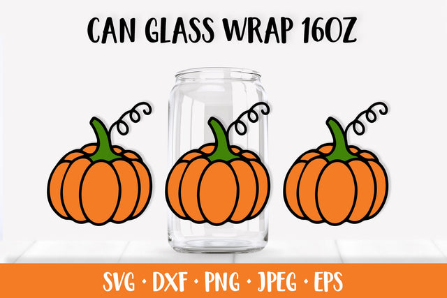 Pumpkin Glass Can Wrap SVG. Thanksgiving Can Glass Design SVG LaBelezoka 