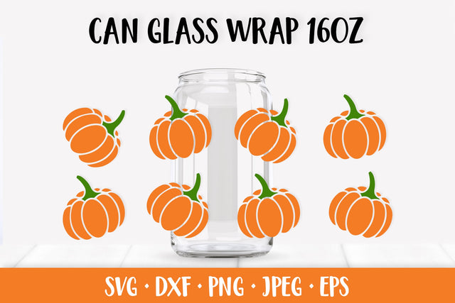 Pumpkin Glass Can Wrap SVG. Thanksgiving Can Glass Full Wrap SVG LaBelezoka 