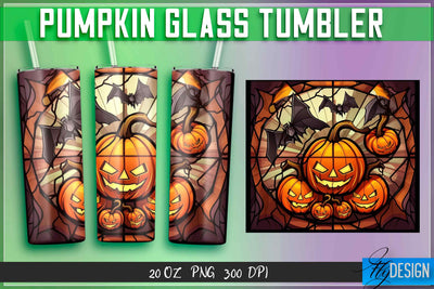 Pumpkin Glass Tumblers Wrap 20 oz. Sublimation Fly Design 