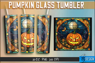Pumpkin Glass Tumblers Wrap 20 oz. Sublimation Fly Design 