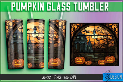 Pumpkin Glass Tumblers Wrap 20 oz. Sublimation Fly Design 
