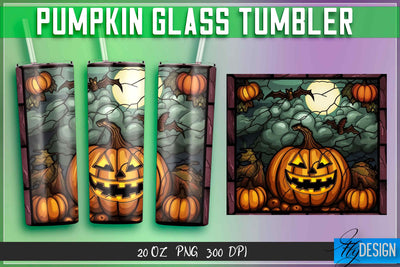 Pumpkin Glass Tumblers Wrap 20 oz. Sublimation Fly Design 