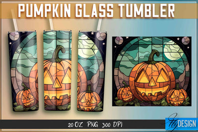 Pumpkin Glass Tumblers Wrap 20 oz. Sublimation Fly Design 
