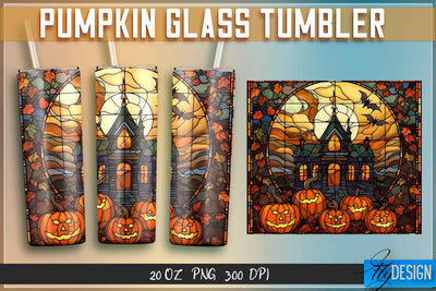 Pumpkin Glass Tumblers Wrap 20 oz. Sublimation Fly Design 