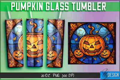 Pumpkin Glass Tumblers Wrap 20 oz. Sublimation Fly Design 
