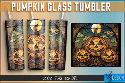 Pumpkin Glass Tumblers Wrap 20 oz. Sublimation Fly Design 