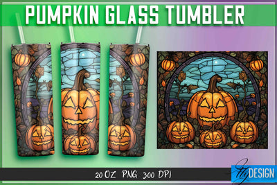 Pumpkin Glass Tumblers Wrap 20 oz. Sublimation Fly Design 