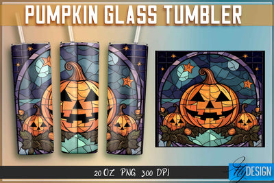 Pumpkin Glass Tumblers Wrap 20 oz. Sublimation Fly Design 