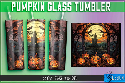 Pumpkin Glass Tumblers Wrap 20 oz. Sublimation Fly Design 