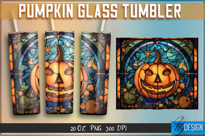 Pumpkin Glass Tumblers Wrap 20 oz. Sublimation Fly Design 