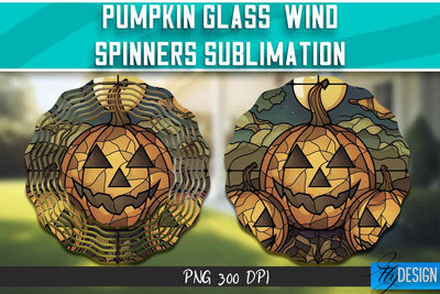 Pumpkin Glass Wind Spinners Sublimation Sublimation Fly Design 