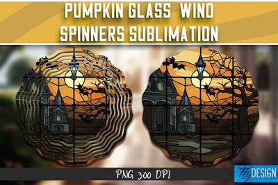 Pumpkin Glass Wind Spinners Sublimation Sublimation Fly Design 