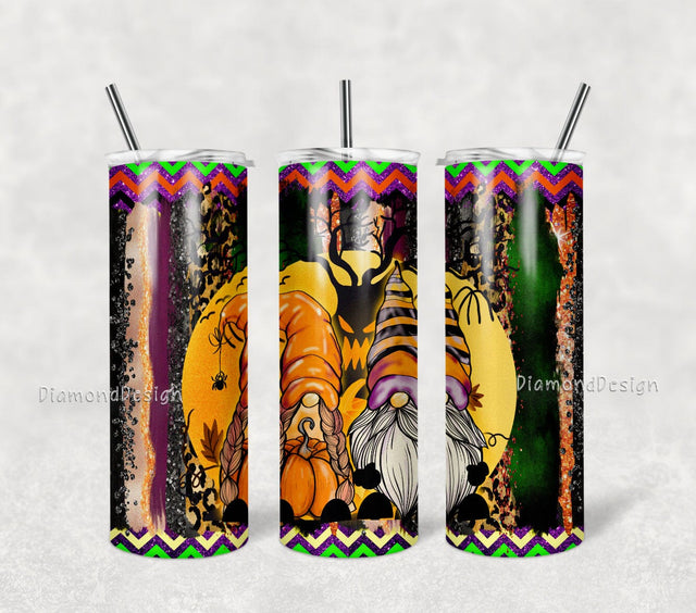 Pumpkin Gnome Glitter 20 Oz skinny Tumbler wrap Png, sublimation graphics instant download sublimation Sublimation DiamondDesign 