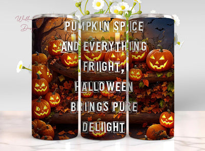 Pumpkin Halloween 20 oz Skinny Tumbler Sublimation Design, Instant Digital Download PNG, Straight Tumbler Wrap, Halloween Tumbler Wrap Sublimation WillowSageDesign 