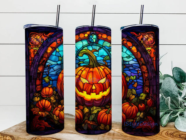 Pumpkin Halloween 20oz Skinny Tumbler Png, Halloween Tumbler Wrap Sublimation Designs Png, Pumpkin Tumbler, Seamless Halloween Tumbler Sublimation iStyleDesign 