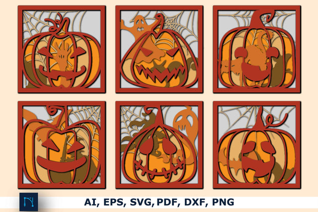Pumpkin Halloween 3D Layered Shadowbox bundle SVG MD JOYNAL ABDIN 