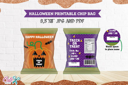 Pumpkin Halloween chip bag Printable for your friends SVG Cute files 