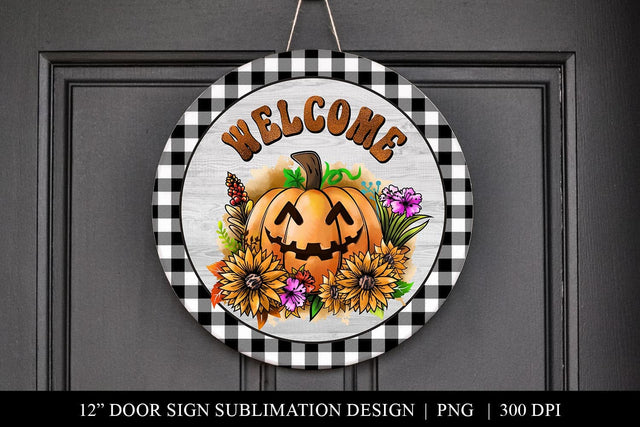 Pumpkin Halloween Door Sign - Sublimation PNG Sublimation BijouBay 