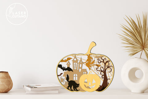 PUMPKIN Halloween Multilayer Laser Cut Files, Mandala, 3D Designs, Paper Craft SVG LaserCutano 