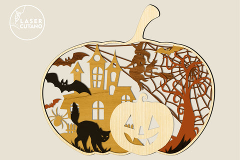 PUMPKIN Halloween Multilayer Laser Cut Files, Mandala, 3D Designs, Paper Craft SVG LaserCutano 