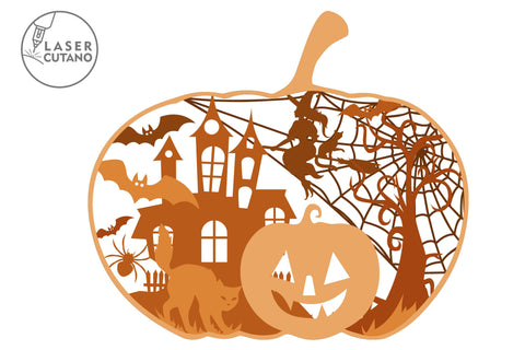 PUMPKIN Halloween Multilayer Laser Cut Files, Mandala, 3D Designs, Paper Craft SVG LaserCutano 