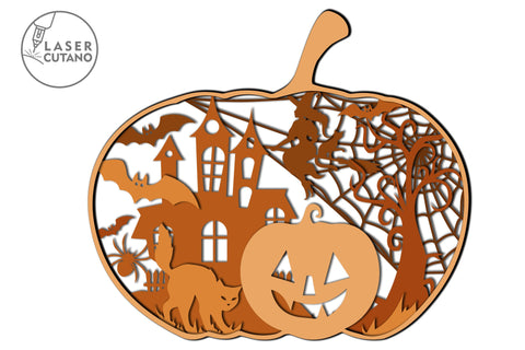 PUMPKIN Halloween Multilayer Laser Cut Files, Mandala, 3D Designs, Paper Craft SVG LaserCutano 