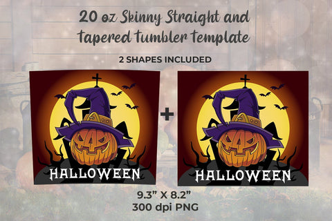 Pumpkin Halloween Orange background 20 oz Skinny Tumbler Wrap Template Sublimation Sublimatiz Designs 