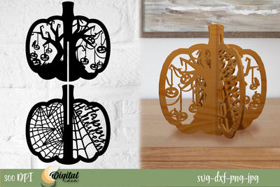 Pumpkin Halloween. Pumpkin SVG Decor. 3d Pumpkin Laser Cut. SVG Evgenyia Guschina 
