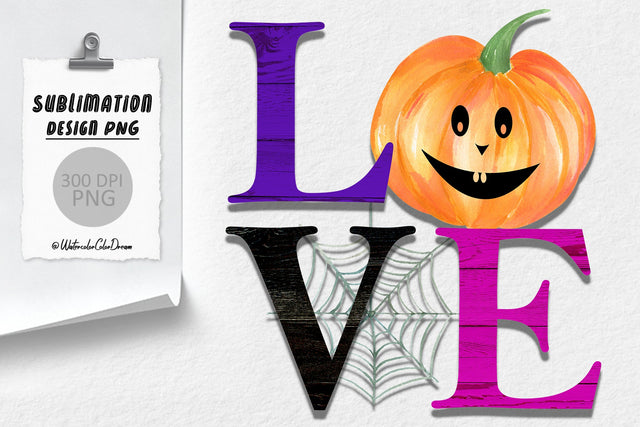 Pumpkin Halloween Sublimation Design Sublimation WatercolorColorDream 