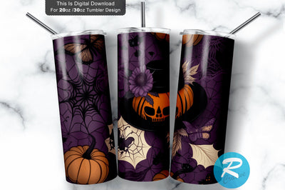Pumpkin hat spider web 20 oz / 30 oz Tumbler PNG Sublimation Regulrcrative 