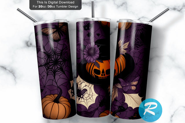 Pumpkin hat spider web 20 oz / 30 oz Tumbler PNG Sublimation Regulrcrative 
