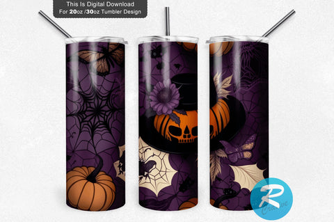 Pumpkin hat spider web 20 oz / 30 oz Tumbler PNG Sublimation Regulrcrative 