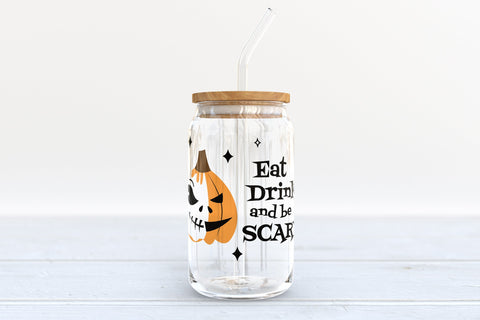 Pumpkin Jack O'lantern Can Glass. Halloween Can Glass Wrap SVG Olga Terlyanskaya 