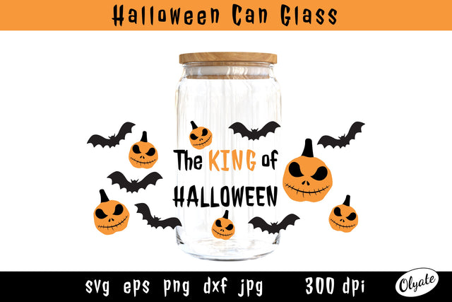 Pumpkin Jack O'lantern Can Glass. Halloween Libbey Glass SVG Olga Terlyanskaya 