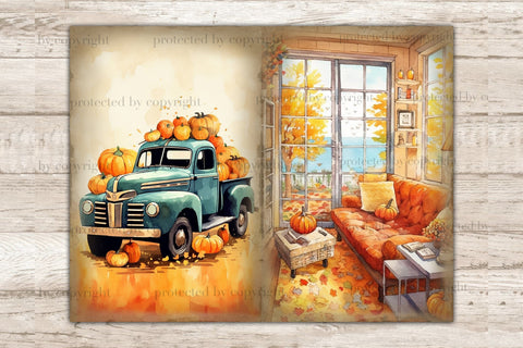 Pumpkin Junk Journal Pages | Autumn Collage SVG GlamArtZhanna 