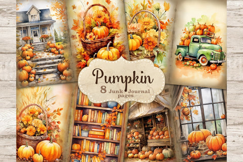 Pumpkin Junk Journal Pages | Autumn Collage SVG GlamArtZhanna 