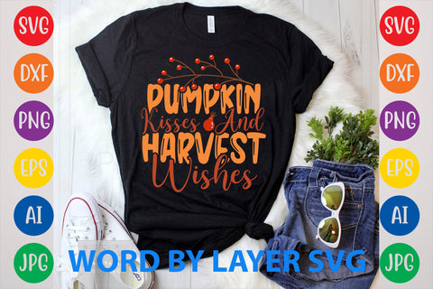 Pumpkin Kisses And Harvest Wishes, Autumn SVG Design SVG Rafiqul20606 