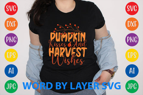 Pumpkin Kisses And Harvest Wishes, Autumn SVG Design SVG Rafiqul20606 