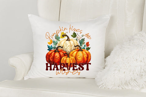 Pumpkin Kisses and Harvest Wishes PNG Sublimation Sublimation CraftLabSVG 