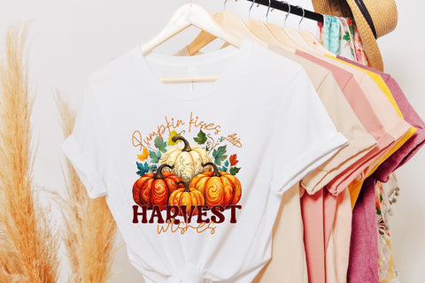 Pumpkin Kisses and Harvest Wishes PNG Sublimation Sublimation CraftLabSVG 