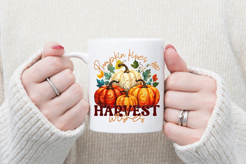 Pumpkin Kisses and Harvest Wishes PNG Sublimation Sublimation CraftLabSVG 