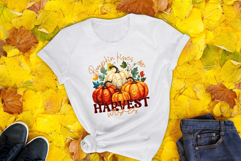 Pumpkin Kisses and Harvest Wishes PNG Sublimation Sublimation CraftLabSVG 