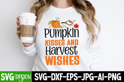 Pumpkin Kisses And Harvest Wishes SVG Cut File, Pumpkin Kisses And Harvest Wishes Sublimation Design , Thankful SVG Quotes,Fall SVG Design, Fall SVG Quotes,Fall Clipart Fall Sublimation Design SVG BlackCatsMedia 
