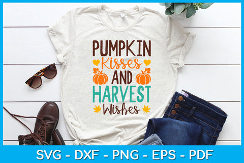 Pumpkin Kisses And Harvest Wishes SVG PNG PDF Cut File SVG Creativedesigntee 