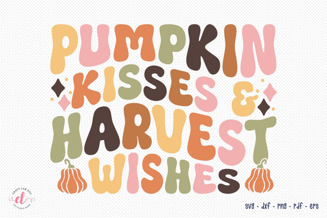 Pumpkin Kisses & Harvest Wishes Retro SVG Design SVG CraftLabSVG 